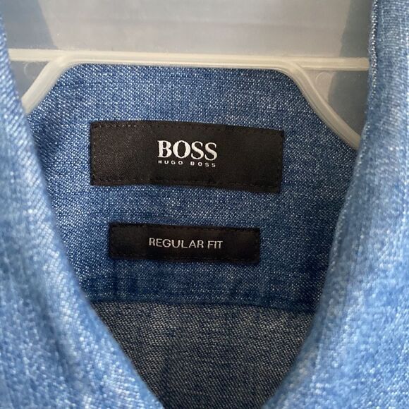 BOSS by Hugo Boss Men’s Denim Buttons Down Shirt Size S - Picture 2 of 5